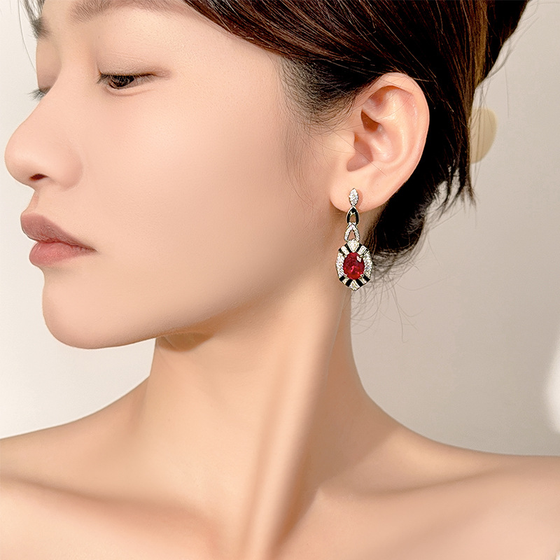 Women Jewelry Accessories For Black Dress - Серьги-подвески в стиле арт-деко с овальной