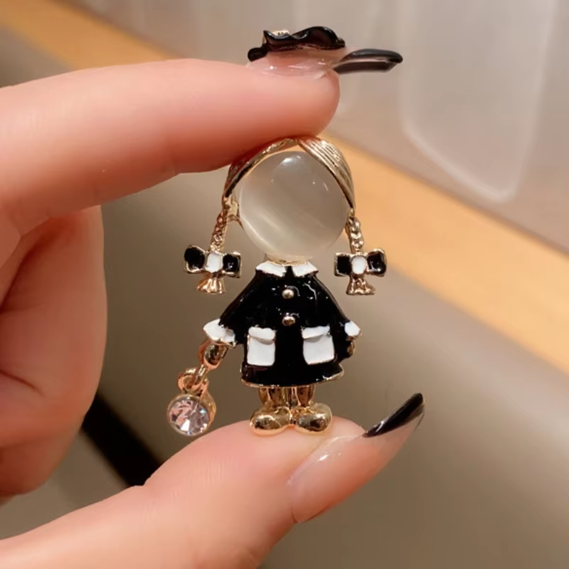 Women Jewelry Accessories For Black Dress - Изысканные милые черные эмалевые броши для