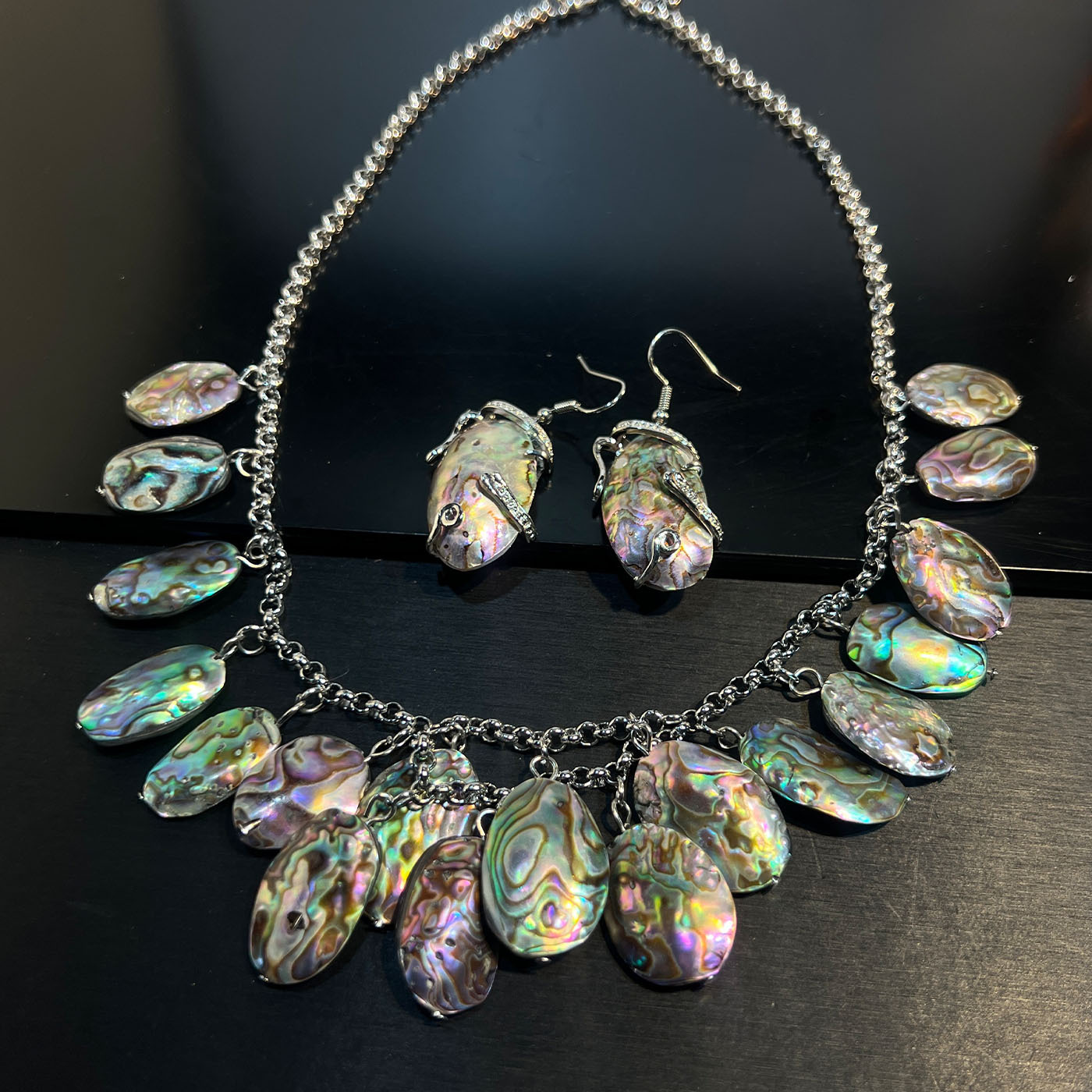 Women Jewelry Accessories For Black Dress - Комплект ювелирных изделий Abalone, белый, черный,