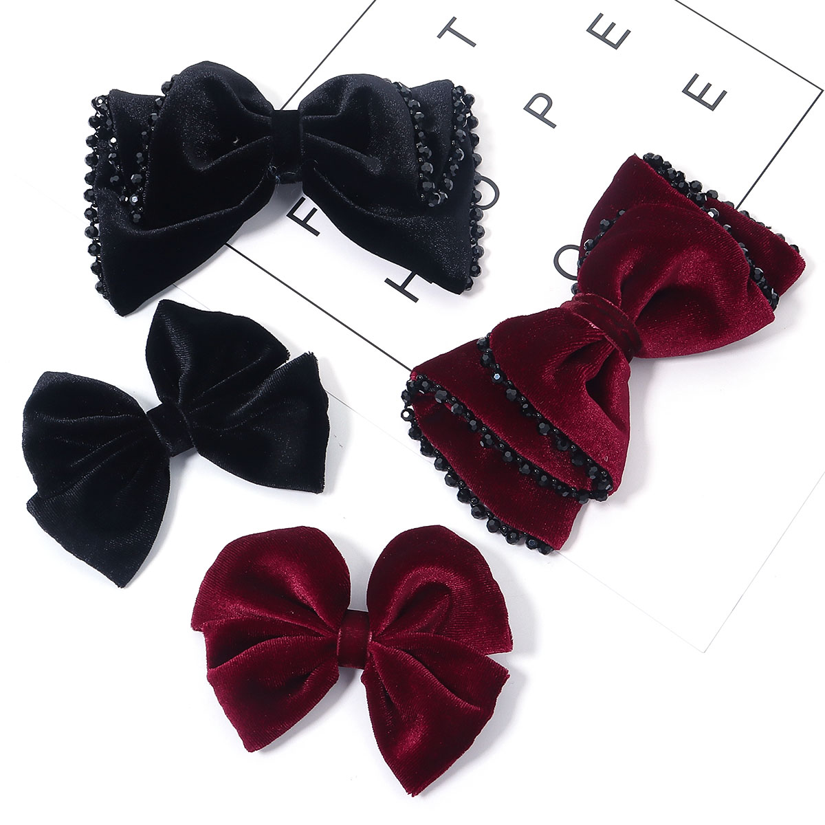 Women Jewelry Accessories For Black Dress - Винно-красный, черный классический стиль, бархатный хрустальный